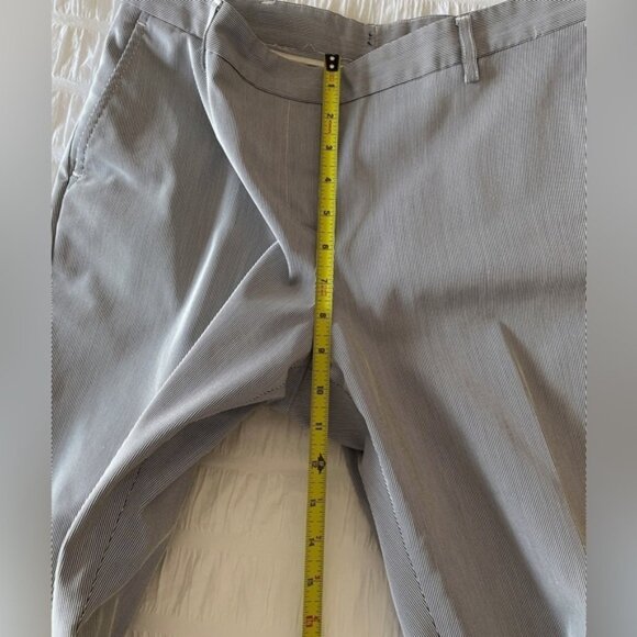 Tara Jarmon Cropped Taper Leg Pants Cuff Very Fine Blue Grey Pinstripe Office - Picture 5 of 10